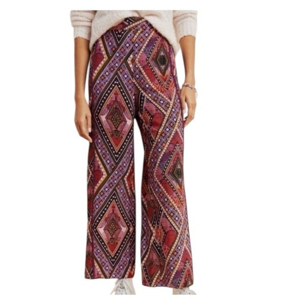 Anthropologie Pants - ANTHROPOLOGIE Layla Whimsical Bohemian Wide-Leg Pants High Rise Women Size 4